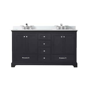 Dukes 60 in. W x 22 in. D Espresso Double Bath Vanity, Cultured Marble Top, and Faucet Set