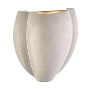 Sima 11 in. 2-Light Burnished Nickel Wall Sconce with Natural Cement Shade