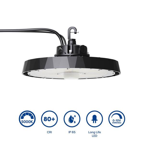 InfiBrite 12.8 in. 5000K Daylight 25,200/33600/40000 Lumens 150-240W Adjustable LED Dimmable Wet Rated Black High Bay 100-277V