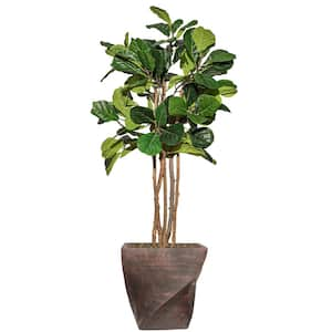 70 .5 in. Artificial Fig Tree with Stylish Fiberstone Planter