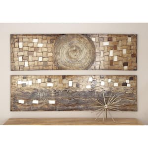 2- Panel Abstract Wall Art with Silver Frame 20 in. x 70 in.