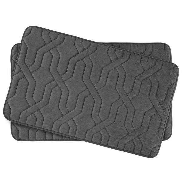 BounceComfort Drona Dark Gray 17 in. x 24 in. Memory Foam 2-Piece Bath Mat Set