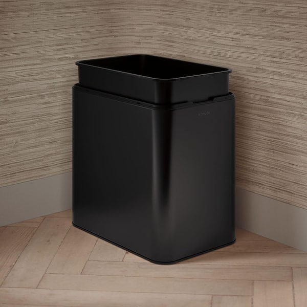KOHLER 25-Liter Open-Top Trash Can in Black Stainless 31314-BST