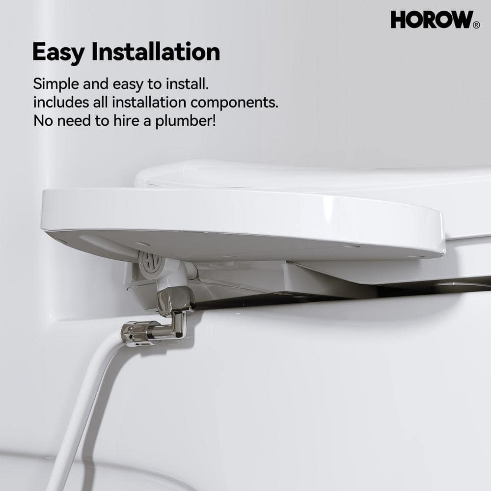 White Smart Bidet Seat with Warm Water and Heated Dryer
