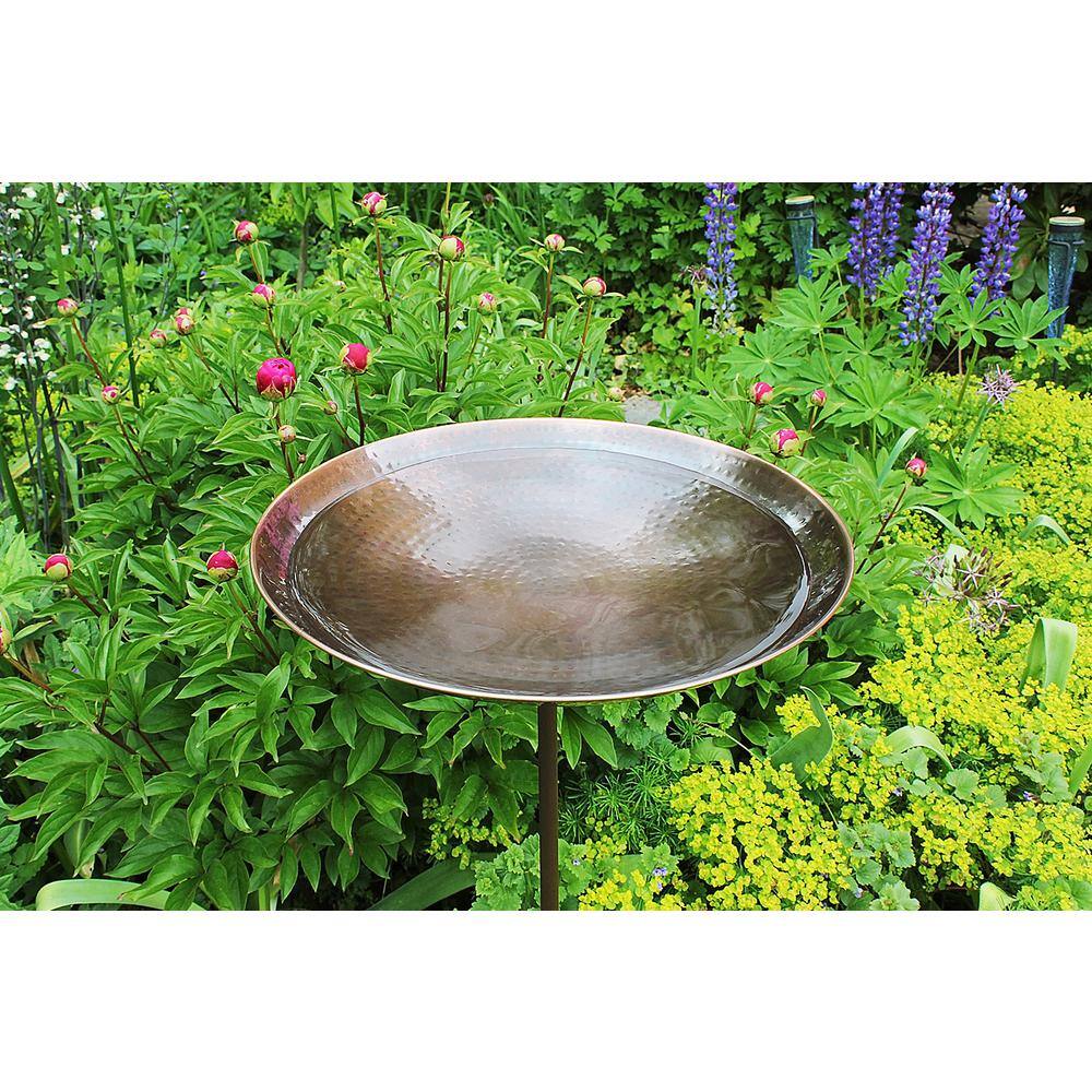 Burnt Copper 14" Birdbath with 36" Wrought Iron Stake
