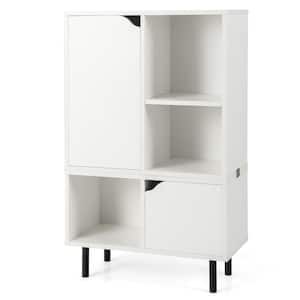 38 in. Tall White Wood 3-Shelf Stackable Bookcase Combination with Open Bookshelf Adjustable