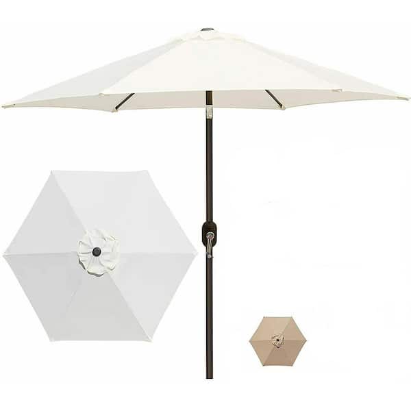 Afoxsos 7.5 ft. Patio Umbrella Outdoor Table Market Umbrella with Push Button Tilt and Crank in White