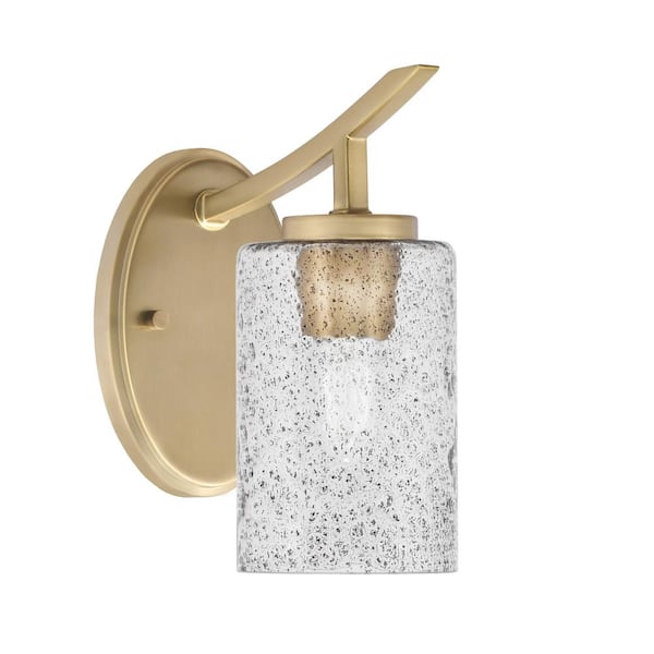 Unbranded Siena 1-Light New Age Brass Uplight Wall Sconce with Smoke Bubble Glass Shades