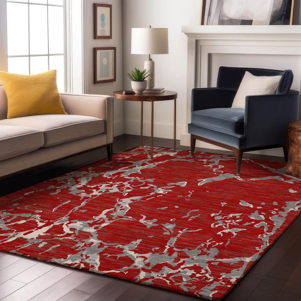Mayfield Premium Machine Washable Abstract AMF1046 Red 8 ft. x 10 ft. Area Rug price history on PriceWatchPro