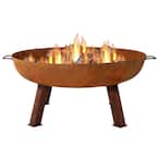 Rustic 34 in. x 15 in. Round Large Cast Iron Wood-Burning Fire Pit Bowl