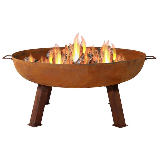 Sunnydaze Decor Rustic 34 in. x 15 in. Round Large Cast Iron Wood-Burning Fire Pit Bowl