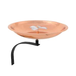 12 in. W Copper Plated and Colored Patina Dogwood Garden Birdbath with Wall Mount Bracket