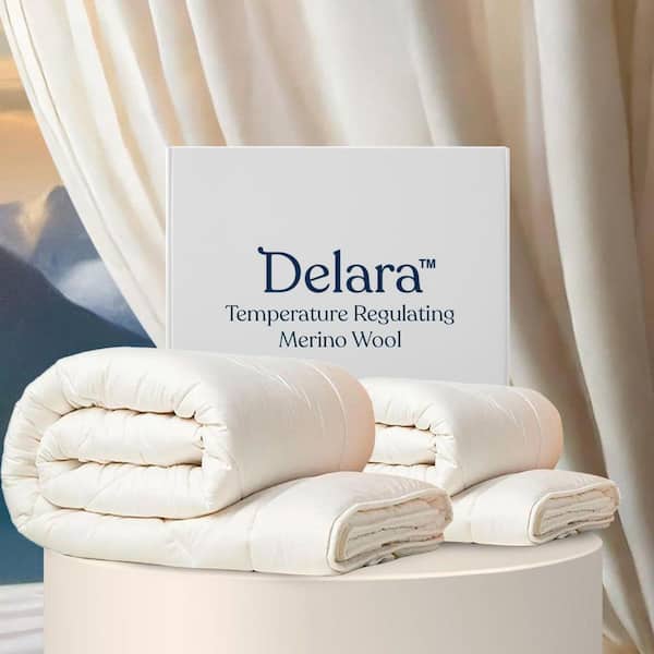 White Twin 100% Organic Cotton 3-in-1 All Season 100% Merino Wool Fill Duvet Insert