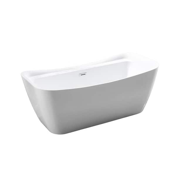 Bellaterra Home 67 in. x 31.5 in. Acrylic Soaking Freestanding Bathtub in Glossy White