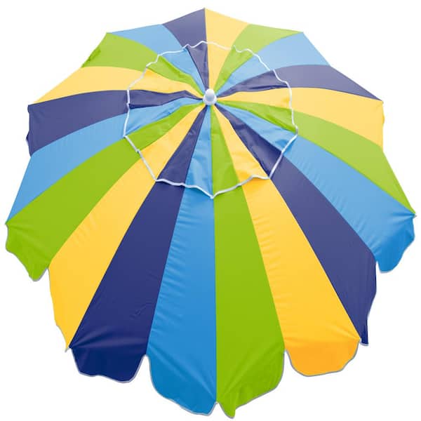 Rio Polyester 7 ft. Twenty Panel Beach Umbrella with Integrated Sand Anchor Multi