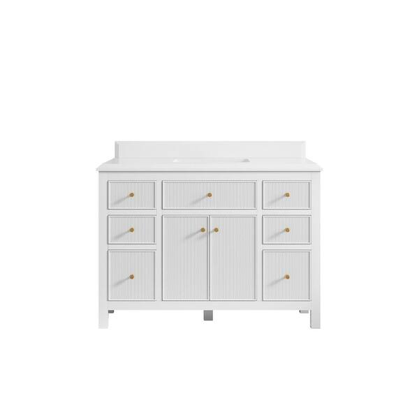 Willow Collections Sonoma 48 in. W x 22 in. D x 36 in. H Bath Vanity in White with 1.5" White Quartz Top