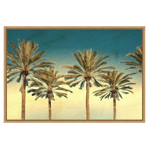 Amanti Art Distressed Palm Trees by Daniel Stein 1 Piece Floater Frame Canvas Giclee Nature Art Print 23 in. x 33 in.