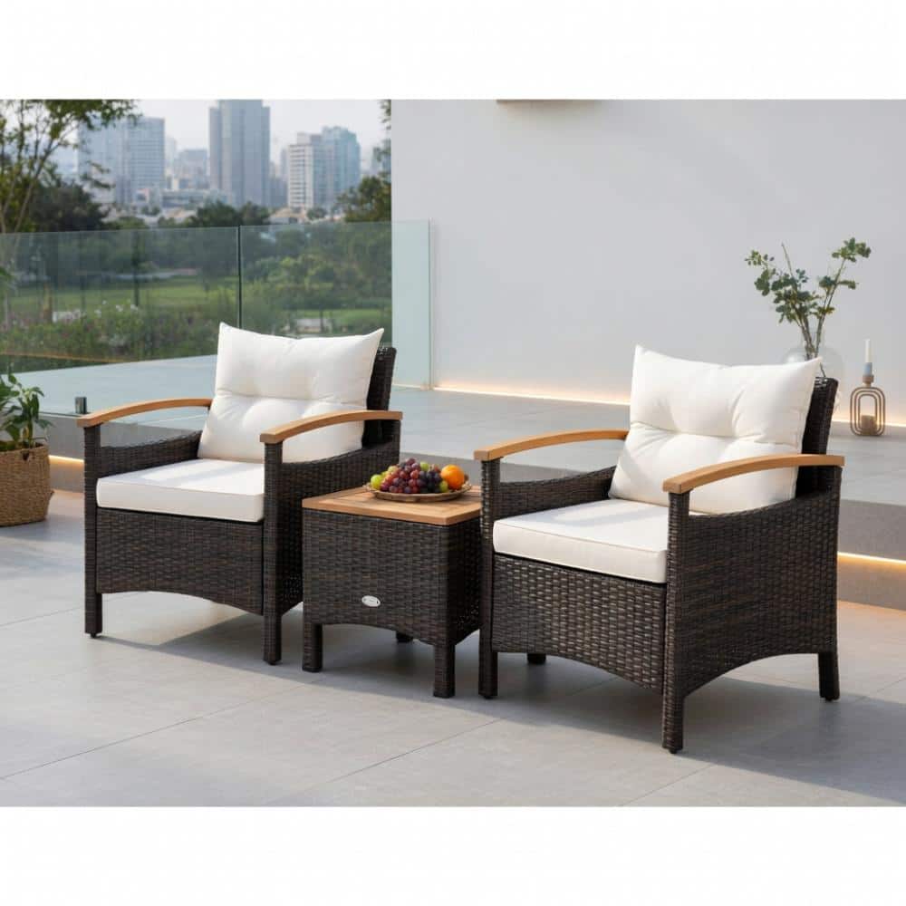 3-Piece PE Rattan Patio Set – 2 Sofas, Acacia Table & Removable Off-White & Navy Cushions price history on PriceWatchPro