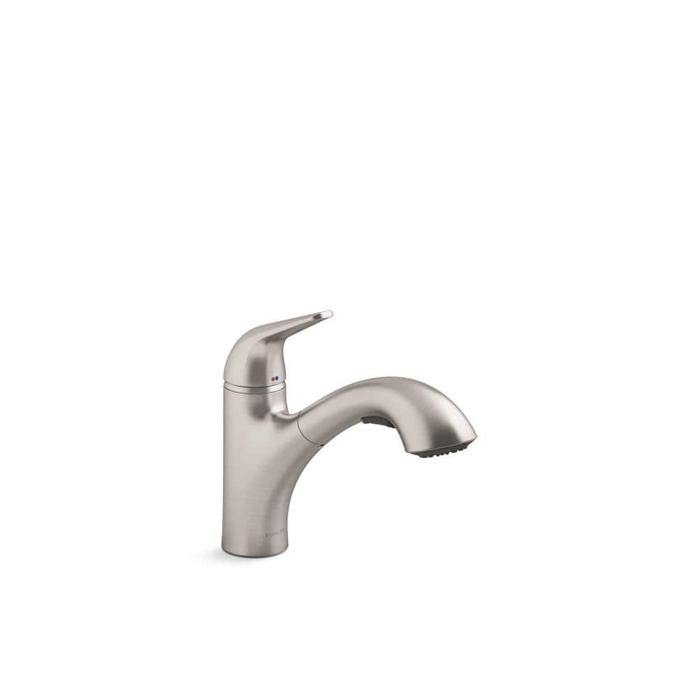 Vibrant Stainless Steel Single-Handle Pull-Out Kitchen Faucet