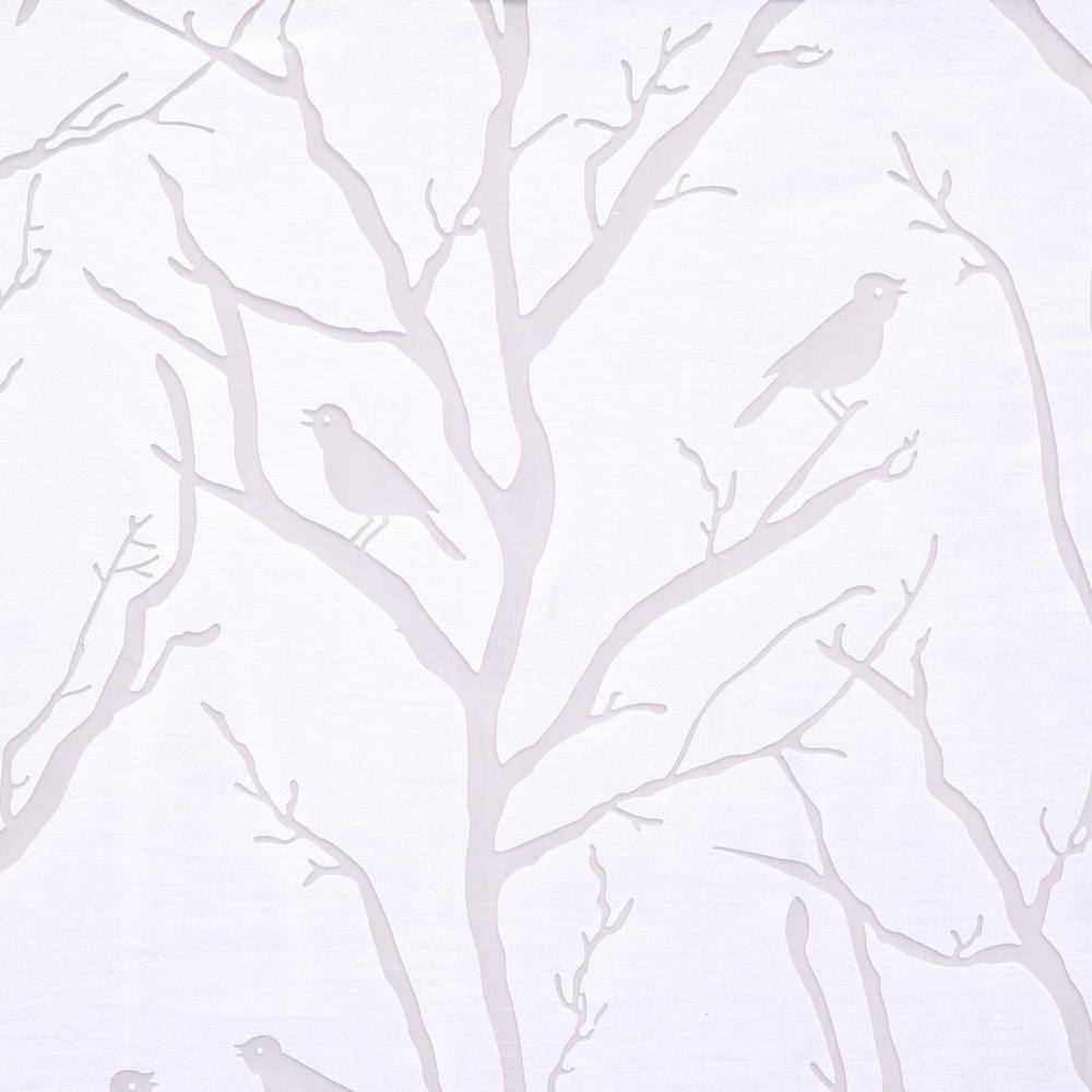 Silver Grommet Top Sheer Bird Print Window Drapes