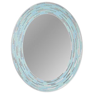 23 in. x 29 in. Sea Glass Tile Framed Oval Wall Decorative Vanity Mirror