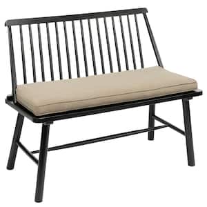 44 in. 2 Seated Black Farmhouse Wood Outdoor Bench in Black