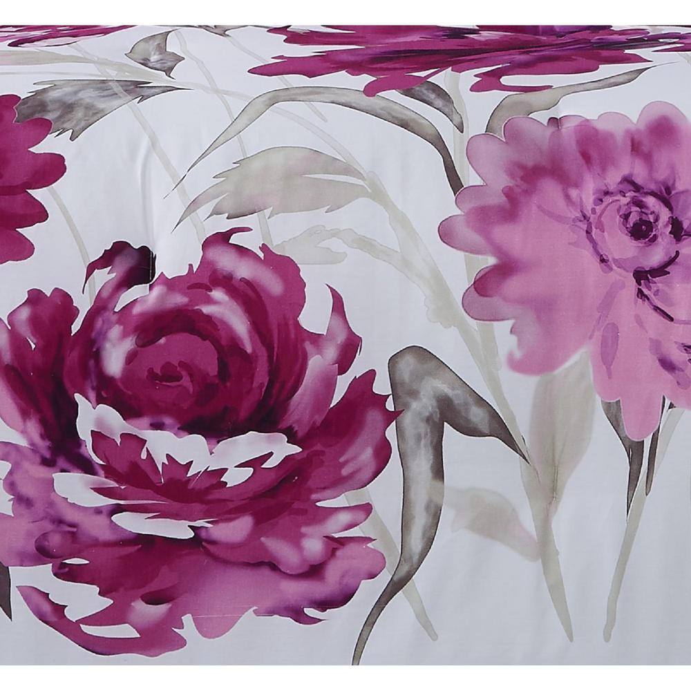 King White Cotton Reversible Floral Bedspread Set