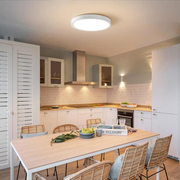 ZJVAIVE 9.06 in. 1-Light Round White Integrated LED Flush Mount