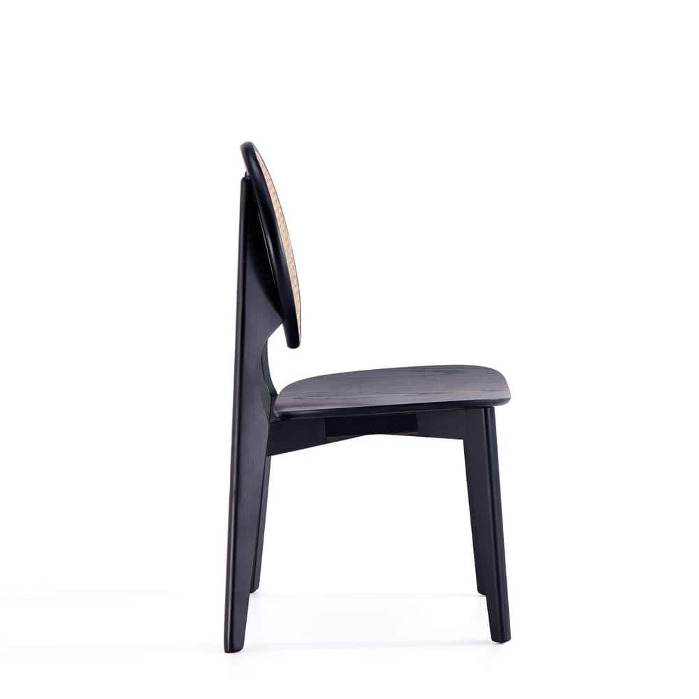 Black and Natural Cane Wood Side Chair