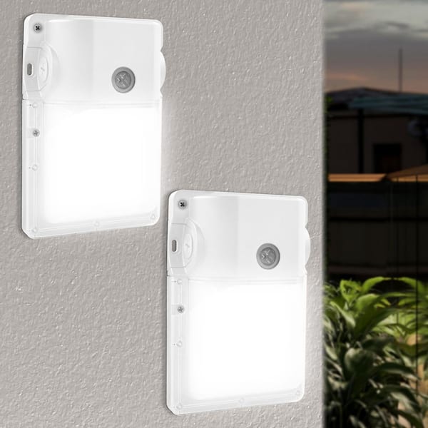 28-Watt Integrated LED Wall Pack Light w/Dusk-to-Dawn Photocell, 3CCT, Up to 3920LM Dimmable IP65 120-277-Volt UL 2 Pack