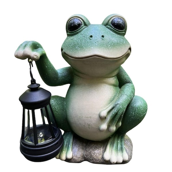 Solar Garden Statues Outdoor Decor-Yard Decorations for Patio, Backyard, Lawn Ornaments-Frog Figurines with LED Light
