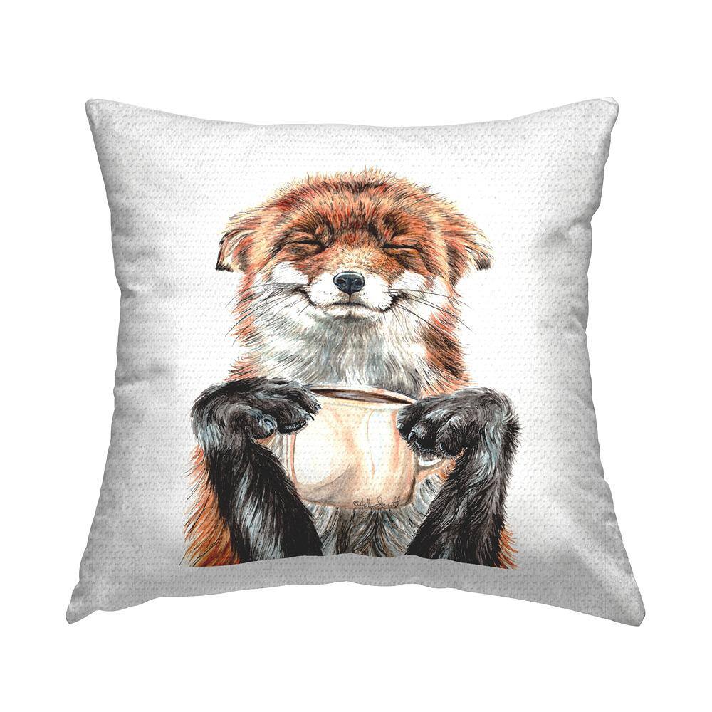 Happy Fox Morning Coffee Brown Square Outdoor Throw Pillow price history on PriceWatchPro