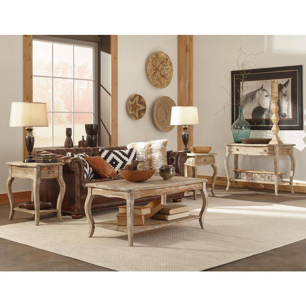 Rustic Driftwood Reclaimed Wood End Table with Storage