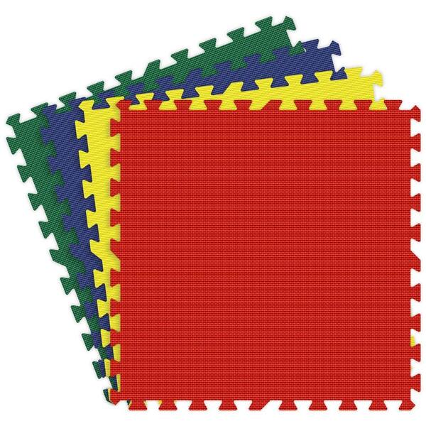 Groovy Mats Red, Yellow, Royal Blue and Green 24 in. x 24 in. Comfortable Mat (100 sq.ft. / Case)