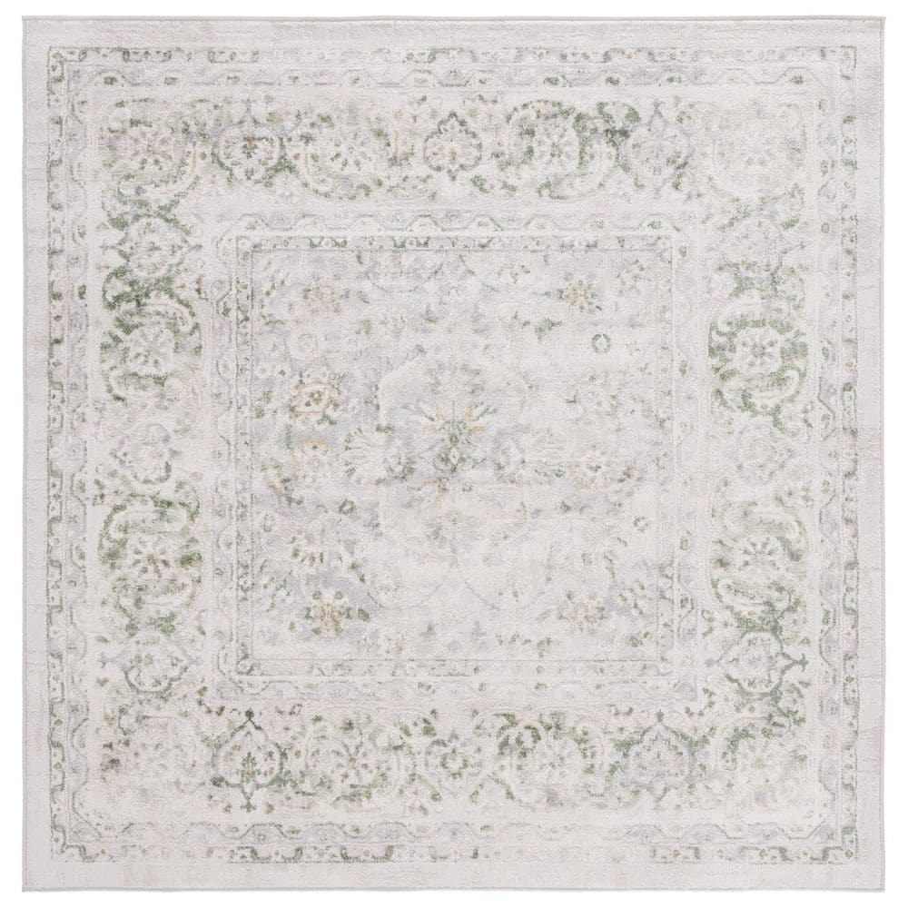 Palma 3' x 3' Beige and Green Oriental Synthetic Rug