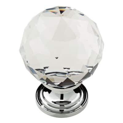 1-3/16 in. (30mm) Chrome and Clear Faceted Glass Cabinet Knob