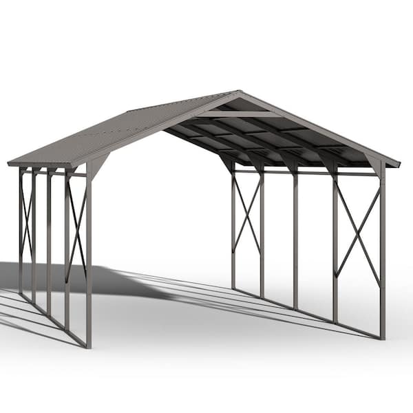 Halmuz 22 ft. W x 12 ft. D Gray Galvanized Metal Roof Carport with Reinforced Steel Frame