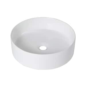 Round Ceramic Bathroom Vessel Sink in White