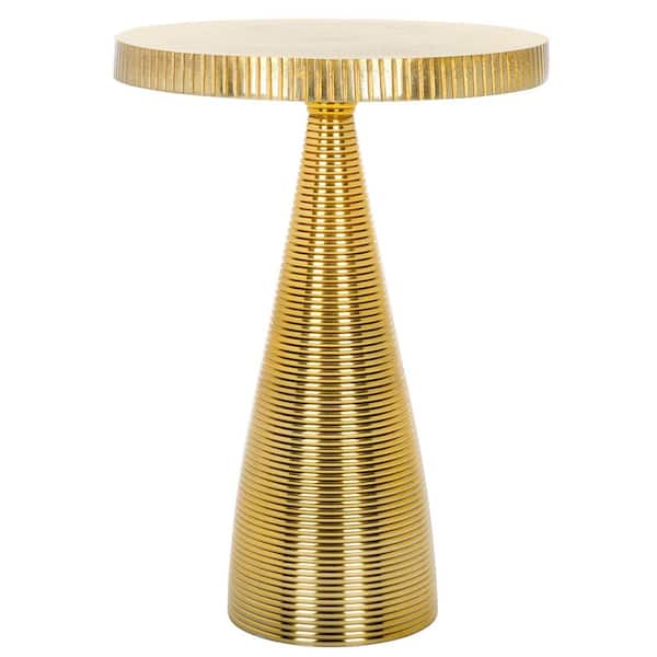 Champeaux 15 in. Champagne Gold Round Metal End Table
