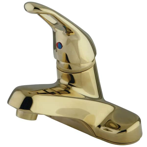 Kingston Brass Wyndham 4 in. Centerset Single-Handle Bathroom Faucet in Polished Brass