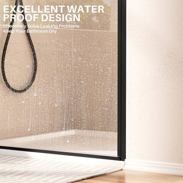 Yingze 34 in. W x 72 in. H Pivot Frameless Shower Door in Matte