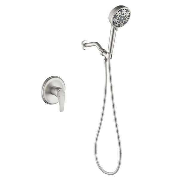 FORCLOVER Single Handle 7-Spray Shower Faucet 2.5 GPM with Pressure Balance, Anti Scald in. Brushed Nickel