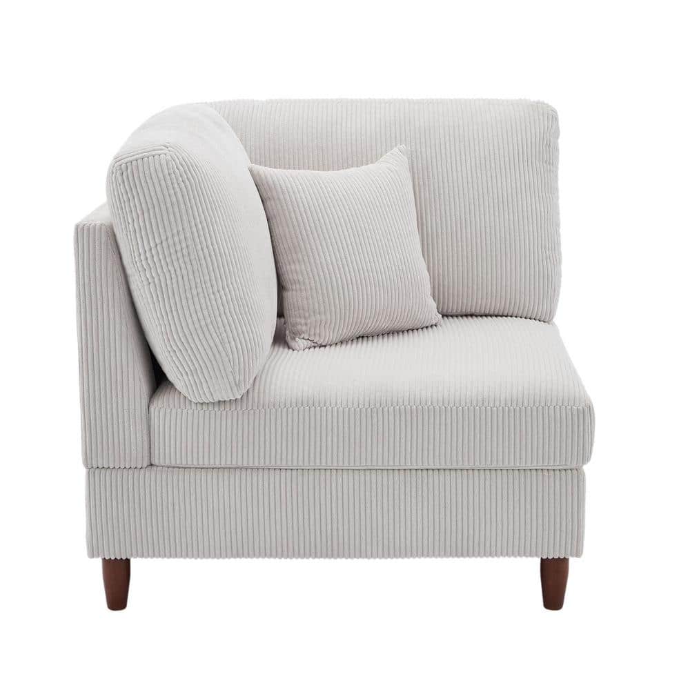 Modern Sea Salt Gray Corduroy Fabric Left Arm Facing Sectional Corner Armchair with Wood Legs Set of 1 price history on PriceWatchPro