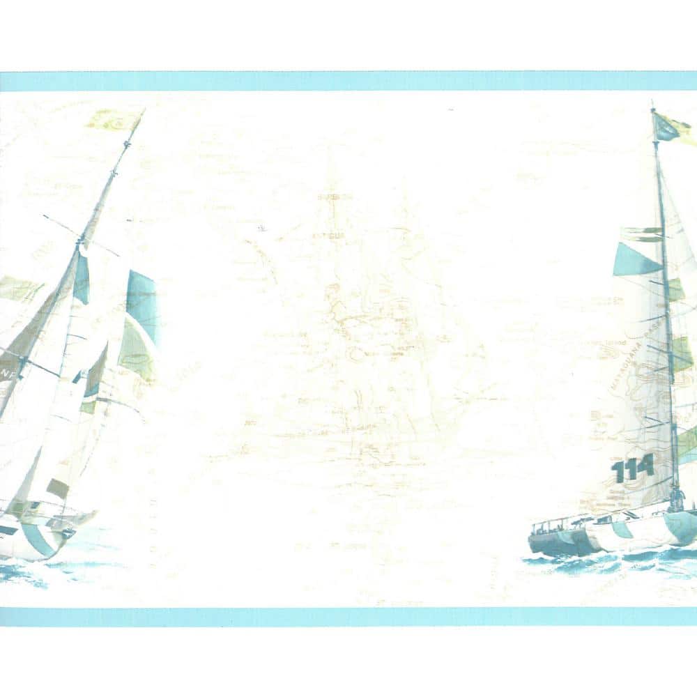 Falkirk Brin Sailboats Beige, Blue, Teal Wallpaper Border