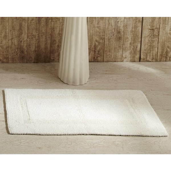 Better Trends Lux Collection 17 in. x 24 in. White Race Track and Solid 100% Cotton Rectangle Reversible Bath Rug