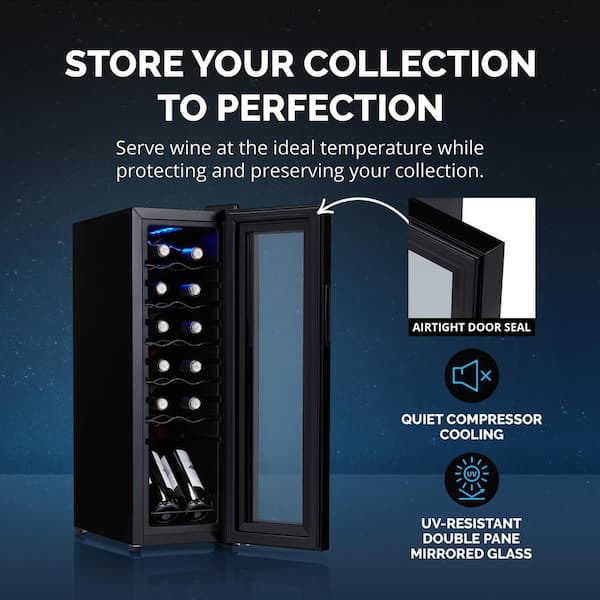 ●Nuwine NewAir Shadow Series 28 in. Dual Zone 18 Wine Bottles and 59