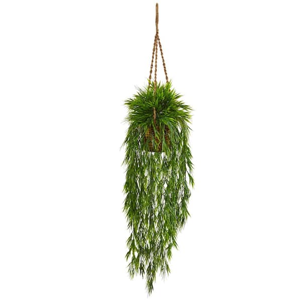 Nearly Natural Indoor Mini Bamboo Artificial Plant Hanging Basket 6978 The Home Depot