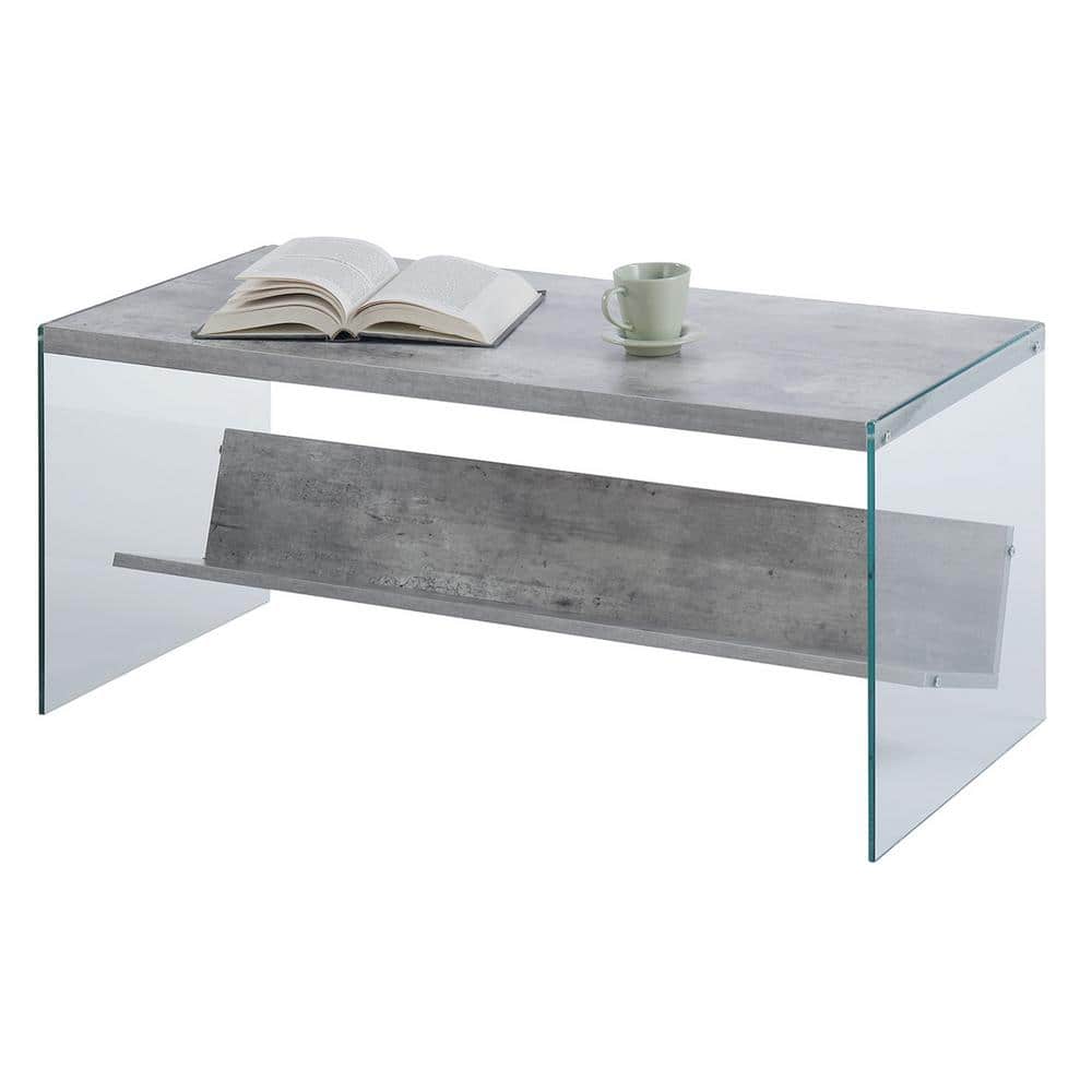Modern Faux Birch and Glass Rectangular Coffee Table
