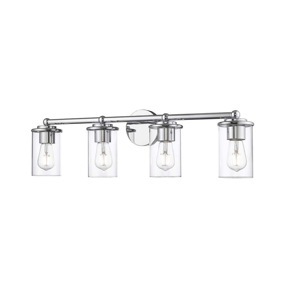 Thayer 30.75 in. 4-Light Chrome Vanity Light with Clear Glass Shade with No