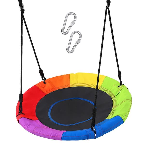 Steel Frame Outdoor Playset for Kids and Adults with 40 in. Saucer Swing, 900D Oxford Fabric and Adjustable Ropes